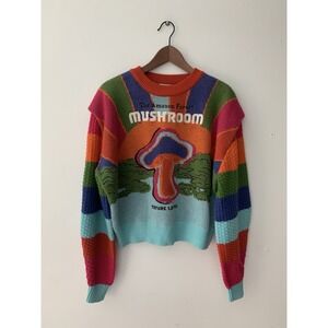 Farm Rio Amazon Forest Mushroom Embroidered Multicolor Sweater S Dopaminewear